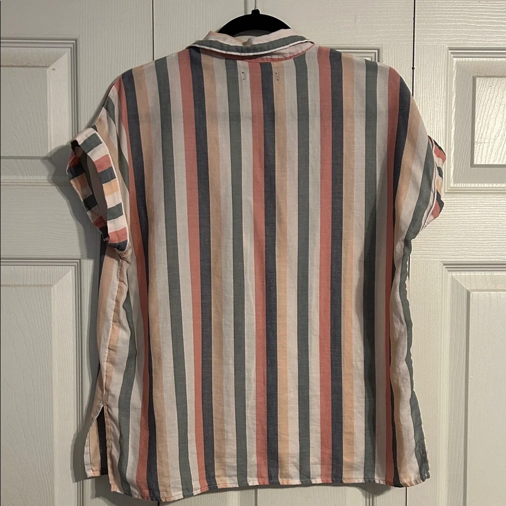 MADEWELL Small Gray Pink Peach White Loungewear Sleep Shirt Lonnie Button Up